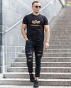 Basic T-Shirt Black Gold Alpha Industries