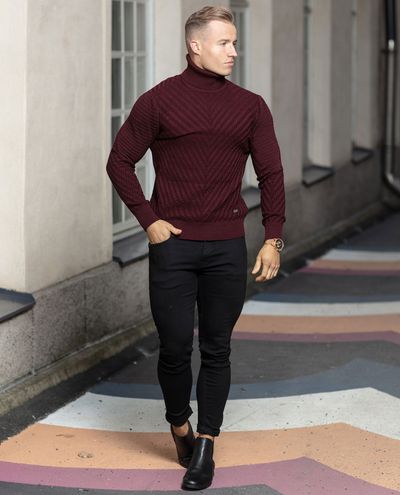 Structured High Roll Neck Wine Rusty Neal