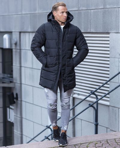 Carl Long Quilted Black Jacket Only & Sons Carl Long Quilted Black Jacket Only & Sons