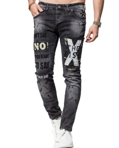 Dark Gray Washed Denim Jeans L32 Jerone
