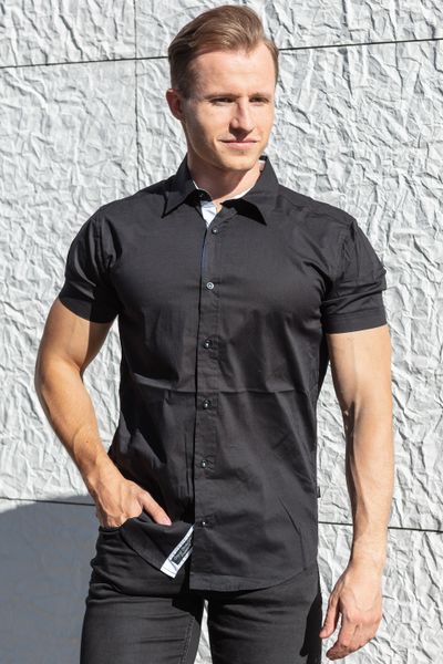 Black Short Sleeve Dress Shirt Carisma