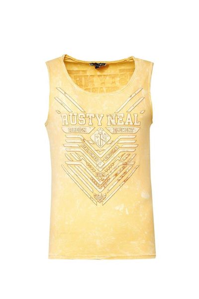 Yellow Looser Tank with Print Rusty Neal