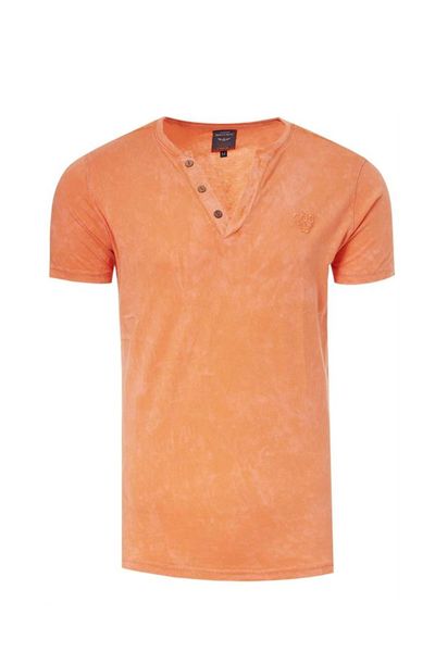 Orange V-Neck Button Shirt Rusty Neal