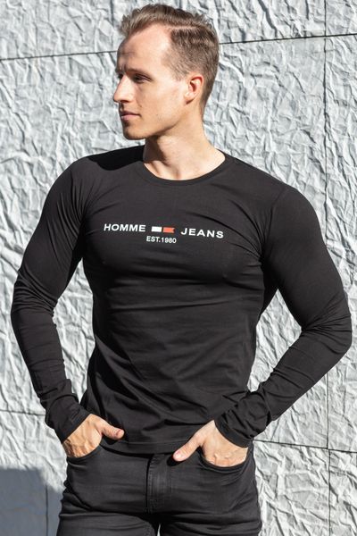 Sean Black Elastic Longsleeve Text Print Jerone Sean Black Elastic Longsleeve Text Print Jerone