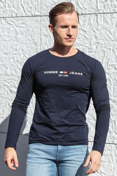 Sean Navy Elastic Longsleeve Text Print Jerone