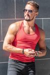 Red Rib Tank Top Men Jerone