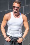 White Rib Tank Top Men Jerone