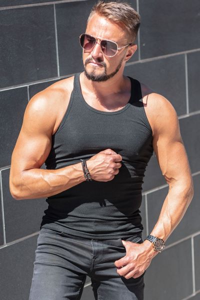Black Rib Tank Top Men Jerone Black Rib Tank Top Men Jerone