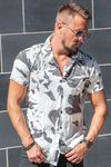 Black and White Leaf Viscose Shirt Carisma