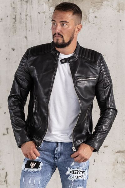 Gus Faux Leather Racer Jacket Black ONLY & SONS
