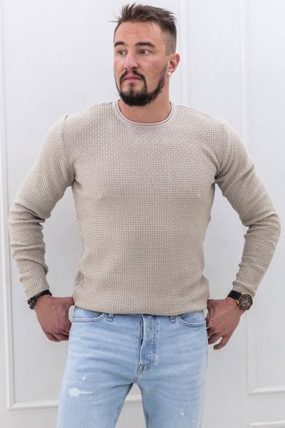 Smėlio spalvos vyriški struktūrizuoti lengvo trikotažo drabužiai