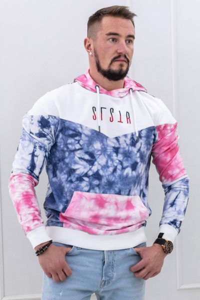 Blue and pink tie and dye hooded sweatshirt JERONE