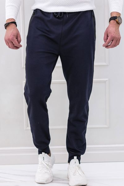 Navy Joggers with Zipper Pockets JERONE