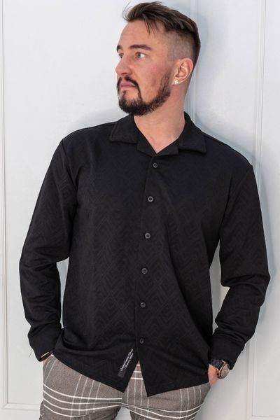 Structured Black Elastic Shirt CARISMA Structured Black Elastic Shirt CARISMA