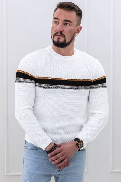 White Knit With Stripes Jerone