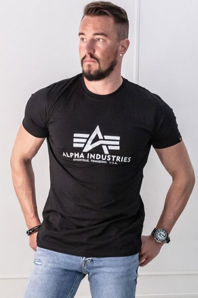 Basic Carbon Silver Black marškinėliai Alpha Industries