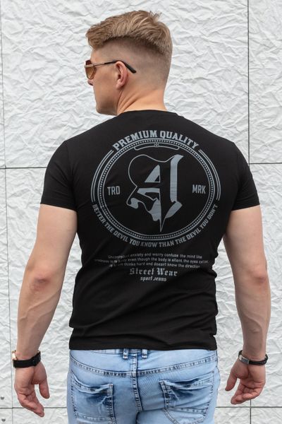 Juoda nugaros spaudos marškinėliai AARHON