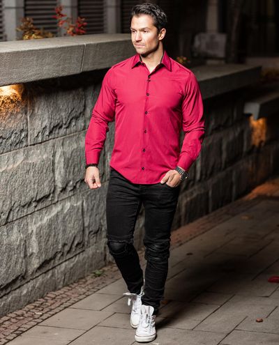 Wine Red Dress Shirt Rusty Neal Wine Red Dress Shirt Rusty Neal