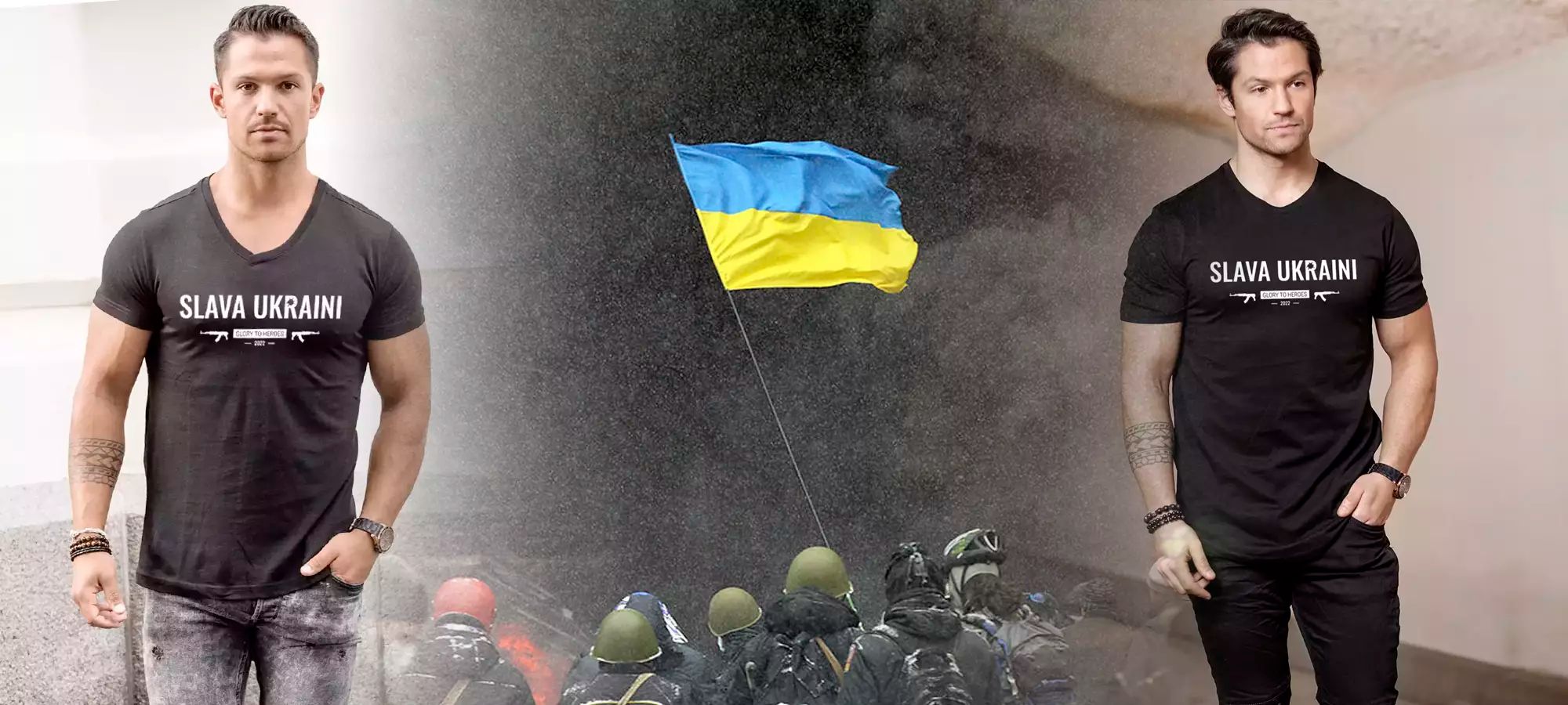 Vyriški Slava Ukraine marškinėliai